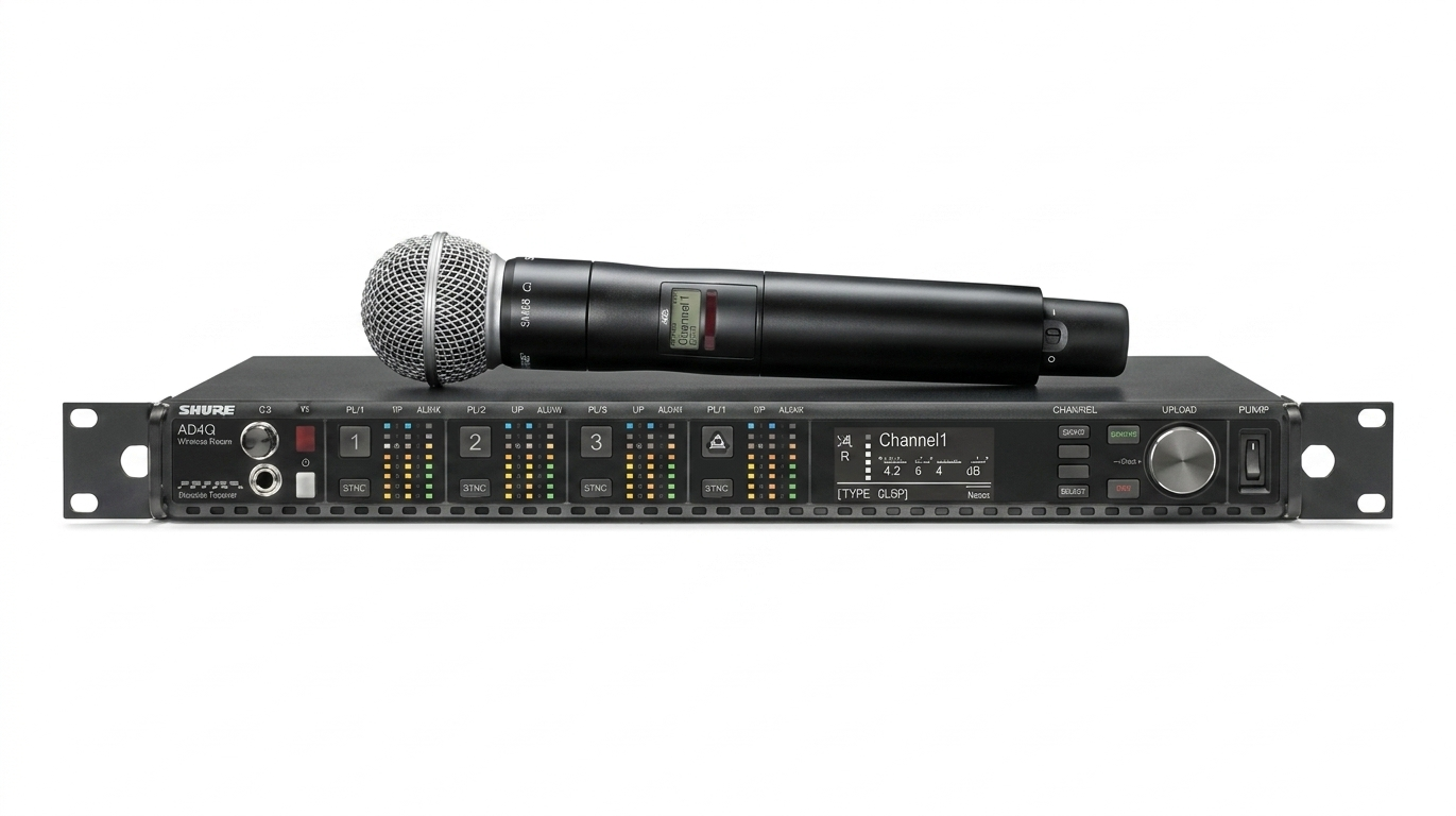 A帯デジタル・ワイヤレスシステム。4チャンネル。Shure AD4Q & AD2 / SM58