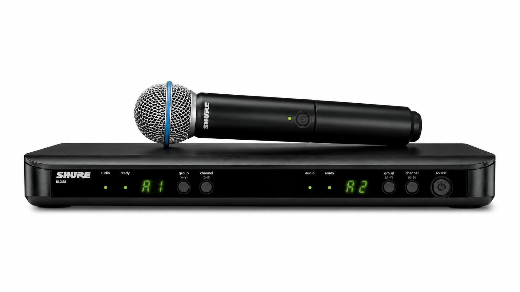 B帯ワイヤレスシステム。Shure BLX88 & BLX2/B58-JB（受信機1台＋マイク1本）